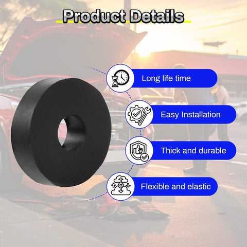 Rock Solid Rubber Spacers And Anti Vibration Washers 16 Piece Set 1.5 Inch Outer Diameter black rubber pad with inner bore for vehicle use.
