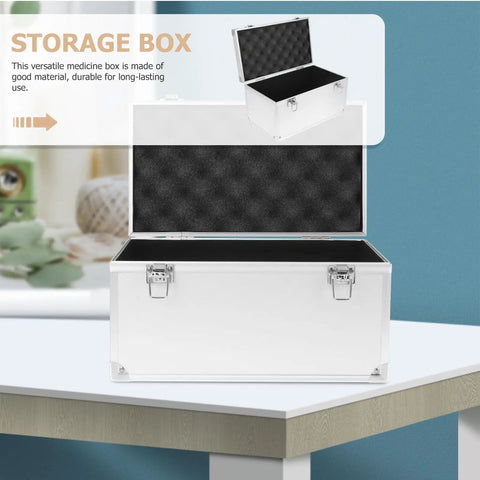 Kickass Aluminum Toolbox With Deadbolt Lock And Shock Absorbing Foam Lining Smooth Portable Hardware Case For Trail Runs Campouts And Spacious Gear Management Waterproof Tough Durable Build white aluminum toolbox with foam lining and open lid