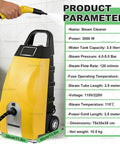 3.5L High Temp Steam Cleaner 3000W Pressure Washer For Home Car Ac Deep Cleaning Heavy Grease Oil Stains With 9 Accessories Fast Heat Up Portable Multi Purpose Steam Engine Sanitizer Deep Clean shown with product parameters and water tank size