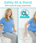 Rock Solid Heavy Duty Toilet Safety Rails With Flip Up Grab Handles Built Like A Tank Support Frame For Seniors And Mobility Aid Durable Steel Wide Base Anti Slip Feet in use for safe sitting and standing.