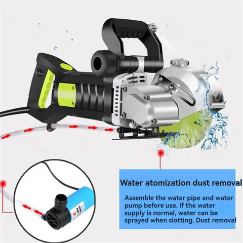 Heavy Duty Wall Groove Cutting Machine And Handheld Slotter For Concrete Brick Granite with water atomization feature.