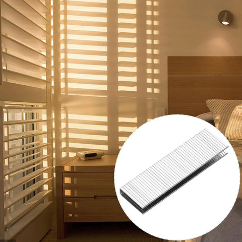 Real Deal Plantation Shutter Staple Repair Kit With Forty Heavy Duty Rust Proof Nails For Secure Tilt Rod And Louver Fix Indoors Outdoors Home Projects, shown with window shutters.