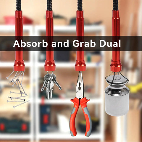 24 Inch Magnetic Pickup Tool With Four Claw Grabber Flexible Reacher For Litter Cleanup And Sink Drain Debris Bendable Hose Reach Long Handheld Reaching Tool For Home Garage And Car Care