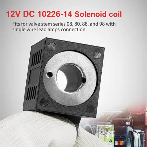 12V DC Solenoid Coil 10226-14 for Hydraulic Power Unit Lift Dump Systems, 16W, 9 Ohms, Single Wire Lead, Fits Valve Stem Series 08 80 88 98