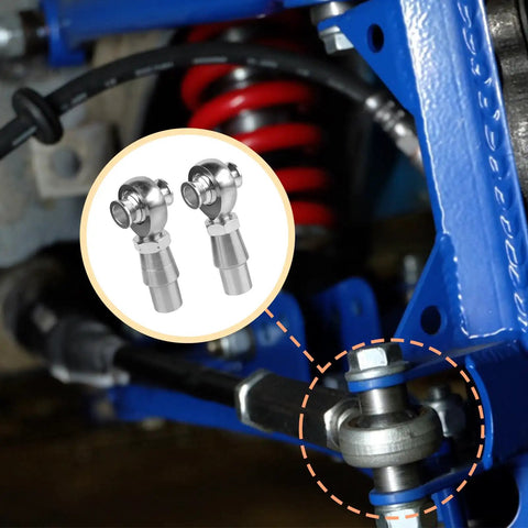 Heavy Duty 3/4 Inch Chromoly Heim Joints Rod End Kit Right And Left Thread With Tube Adapters Misalignment Spacers And Jam Nuts for steering application close-up.