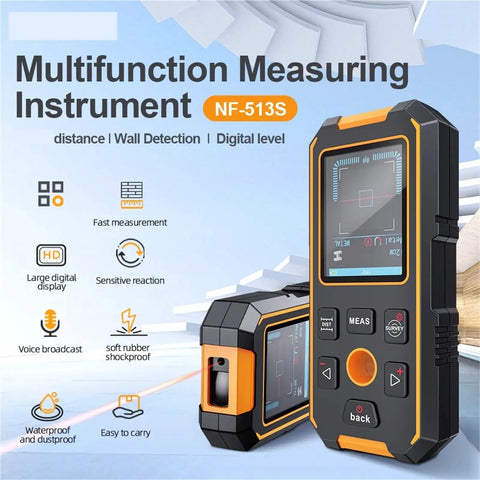 Slick Rechargeable Stud Finder With Bright LCD Display And Heavy Duty Underground Cable Tracker For Sniffing Out Metal Wires In Drywall Or Wood Perfect For Weekend Warriors Doing Home Repairs displayed on a white background.
