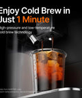 Enjoy cold brew made with Fully Automatic Espresso Machine With Conical Burr Grinder And Smart Hot Cold Milk Frother For No Sweat Barista Level Drinks And Quick Cleanup Right At Home.