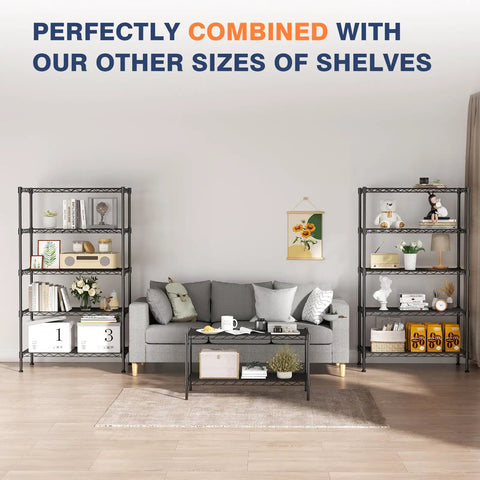 Two Tier Wire Shelving Unit, Adjustable Heavy Duty Metal Storage Rack With Smooth Rolling Caster Wheels, Black Garage Organizer Built Tough For Tools Kitchen Gear Or Books, No Sweat Setup That Stacks High Without Fuss in a stylish living space.