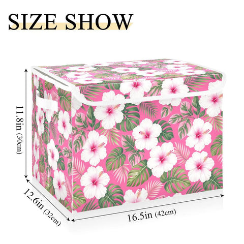 Super Slick Collapsible Storage Bin With Secure Velcro Lid And Tough As Nails Frame Handles For Hassle Free Bedroom Organization And Sweet Closet Solutions Smoothly Saves Space, floral design, 16.5 x 12.6 x 11.8 inches.