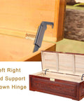 Spring Lid Support Hinges Pack 2 Left Right For Boxes And Cabinets Toy Boxes Red Bronze Finish shown in use on wooden chest.