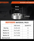 Precision Stainless Steel Fishing Reel Knob Bearings And Hook Set For Shimano Daiwa Penn Gear includes 5x8x2.5mm bearing dimensions