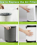 LV-H133 Replacement Filter Kit For Levoit Tower Air Purifier, H13 Grade Main Filter installation process steps 1-4