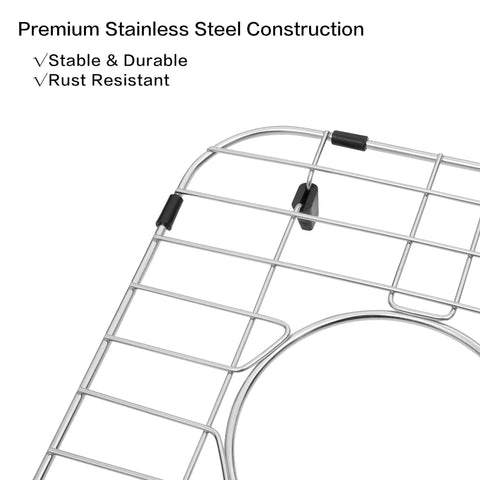 Kitchen Sink Grid 27 And 13 Sixteenths Inch By 14 And 5 Sixteenths Inch Heavy Duty Stainless Steel Sink Protector with center drain