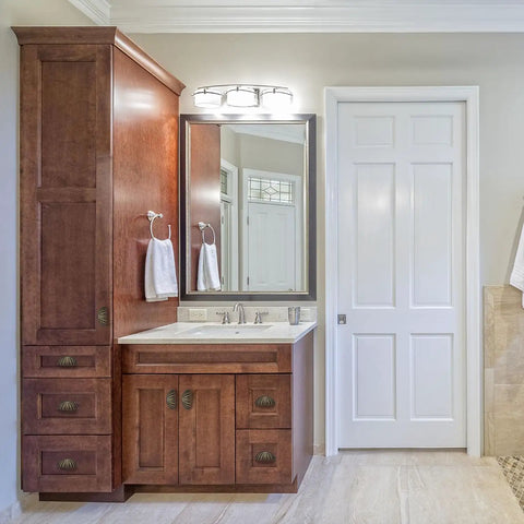Four Pack Bronze Semicircle Cabinet Pulls Featuring Heavy Duty Zinc Alloy Build And Hella Tough Grip For Kitchen Drawers With Killer Bronze Top Shelf Hardware At Two And A Half Inch Center To Center Spacing on bathroom cabinetry.