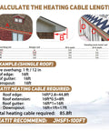 Calculation chart for Self Regulating Heating Cable Kit Pre Assembled For Roof Deicing And Pipe Freeze Protection 75 Foot Length.