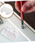Drawer Track Guide Kit Twelve Piece Plastic Slides and Latches installation with screws and screwdriver