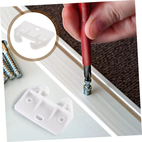 Drawer Track Guide Kit Twelve Piece Plastic Slides and Latches installation with screws and screwdriver