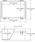 Technical drawing of IP67 Weatherproof Junction Box Plastic Enclosure for Outdoor Electrical Projects with dimensions and views