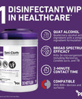 Germicidal Disposable Wipes For Hard Surfaces, Extra Large 5 By 8 Inch, Pop Up Dispenser, 65 Count, Hospital Grade Disinfection