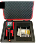 Heavy Duty Stud Finder Wall Scanner All In One Electrical Pipe Cable Detector Built Tough in protective case with accessories displayed.