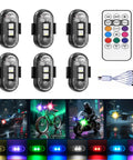 Six Pack Wireless LED Strobe Lights With Remote Control, 8 Color Modes, Waterproof And Anti Collision, shown with uses