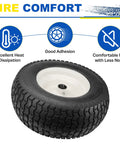 Two Pack 16x6.50-8 Lawn Mower Tires And Rims Pair With 3 Offset Hub And 3/4 Bearing Fit For Tractor And Ride On Mower smooth serrated tread.
