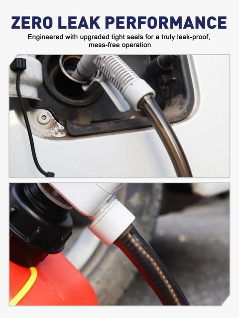 Close-up of No Strings Attached Cordless Fuel Transfer Pump With Auto Stop showing tight seals for leak-proof performance.