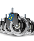 3 Inch Rubber Chair Wheels Replacement Casters With Seven Sixteenth Inch Stem Universal Fit For Most Rolling And Gaming Chairs Protect Floors On Carpet Hardwood And Tile With Smooth Quiet Rolling Set Of Five Transparent