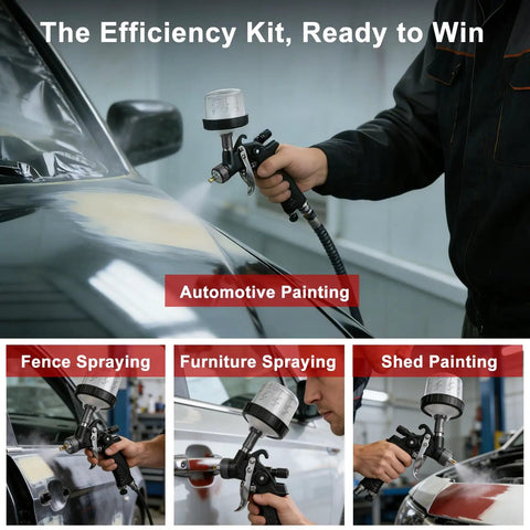 Mini Hvlp Spray Gun With Dual Nozzles And Disposable Paint Cups Top Shelf Automotive Touch Up Sprayer in action for automotive painting.