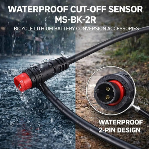 Electric Scooter Brake Sensor Cable For Controller And Cutoff Switch Durable Flexible Brake Sensor Wire Wide Voltage Range 12V To 72V Easy Install No Fuss High Compatibility For Electric Scooter Brakes, waterproof 2-pin connector in rain