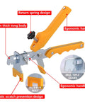 Pro Grade Tile Leveling System Kit With 1200 Clips And 400 Reusable Wedges, Includes Tile Plier, ergonomic design features