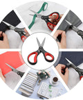 Two Pack 8 Inch Titanium Nonstick Scissors With Comfort Grip For Office And Craft used for cutting various materials, red and black