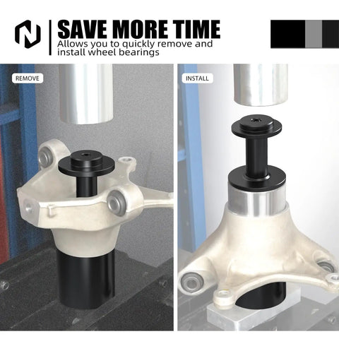 Heavy Duty Wheel Bearing Press And Removal Tool Kit For Quick Auto Repair Jobs in use for removing and installing bearings.