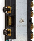 Side view of Specification-Grade 15 Amp 120/277V Duplex 3-Way AC Combination Switch, Non-Grounding, side-wired, durable thermoplastic.