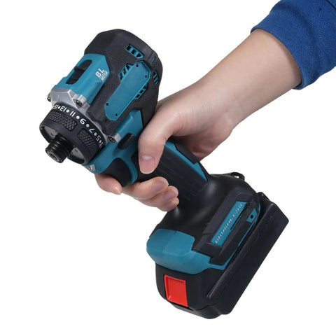 Versatile 21V Cordless Drill And Screwdriver Combo Featuring A Smooth Brushless Motor 55Nm Peak Torque 21 Flex Settings And Standard US Plug held with one hand