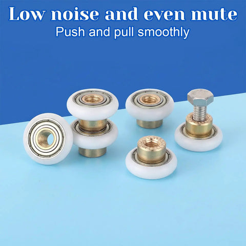 Top Shelf Shower Door Rollers Replacement Kit Featuring Bulletproof Carbon Steel Core And Hella Smooth Silicone Wheels For Nailed Bathroom Slider Performance Daily with four white silicone pulleys.