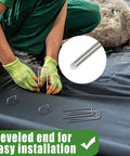 Person installing Bulk 500 Pack 6 Inch Galvanized Landscape Staples Garden Stakes Pro Grade Heavy Duty Anti Rust Ground Pins