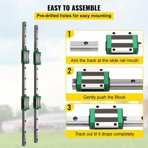 Two Piece Linear Rail Kit With Rails And HSR20 Bearing Blocks For DIY CNC Routers Lathes And Mills Linear Motion System