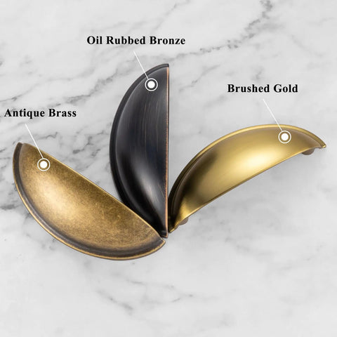 Three Inch Oil Rubbed Bronze Cup Pulls For Cabinets And Drawers Solid Metal Hardware 10 Pack Includes Matching Screws on display.