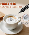 Rechargeable Handheld Milk Frother With 3 Speed Settings and 3 Detachable Stainless Whisks frothing cappuccino foam