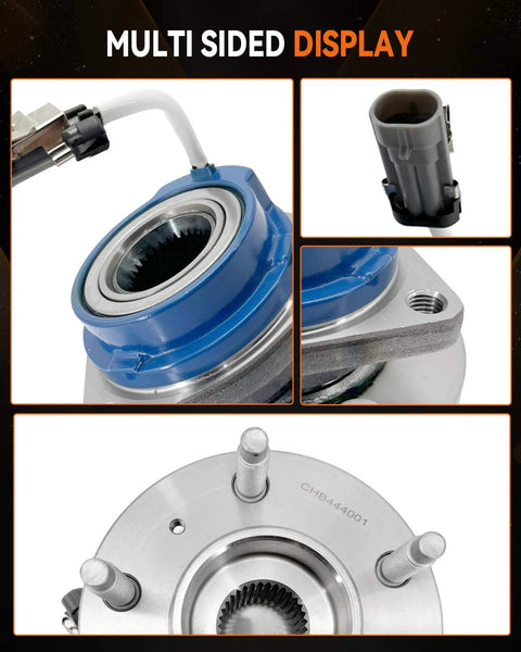 2-Pack Front Wheel Hub Bearing Assembly 513121, sealed ball bearing close-up with 5-lug ABS sensor for Chevy, Buick, Cadillac, Pontiac
