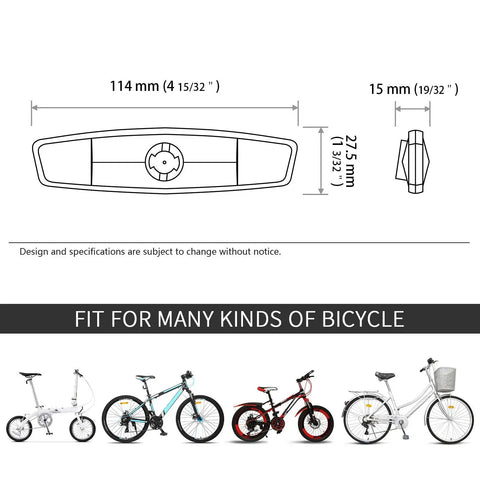Diagram showing dimensions of Night Riding Ready Bike Wheel Spoke Reflectors for various bicycles, enhancing visibility.