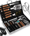 Deluxe 35-Piece BBQ Tools Set For Men And Dad With Stainless Steel Grill Utensils Includes Scissors Meat Claws Thermometer
