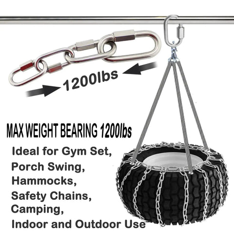 Beefy 30 Pack Quick Link Chain Five Sixteenth Inch Locking Carabiner Links For Porch Swing Hammock And Shade Sail 1200 Lbs Capacity
