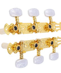 Classical Guitar Tuning Pegs Set With 1:15 Gear Ratio White Button Machine Heads For Acoustic Guitars, Heavy Duty Metal Tuning Keys, Left And Right Replacement Parts, Smooth, Durable Tuning You Can Trust. 2-pack gold metal machine heads with white buttons