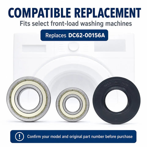 Kick That Loud Grind To The Curb With This Beefy Drum Bearing And Seal Kit For Front Load Washers DC6200156A, showing two bearings and a seal.