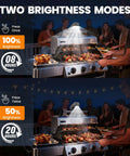 Grill Light For Blackstone Griddle And Weber Grill Rechargeable BBQ Lights with two brightness modes displayed at night grilling.