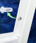 Built To Perfection Plantation Shutter Repair Kit With Heavy Duty Nylon Pins And Rust Proof Steel Springs showing a nylon pin in a window frame.