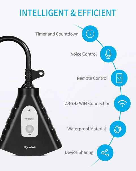 Badass Weather Resistant Smart Outdoor WiFi Plug With Three Heavy Duty Grounded Jacks, featuring voice control and waterproof design.