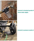 Inline Garden Hose Water Filter For Pressure Washer With Sediment Strainer And Two Extra 100 Mesh Screens Plus Heavy Duty Gasket Set For Straight Plug Ease And Works Like A Champ Outdoors attached to home spigot and pressure washer.